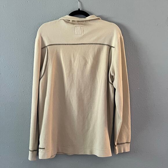 Tommy Bahama Jeans Quarter Zip Pullover Men’s Medium Beige 100% Cotton Resort - Picture 2 of 5